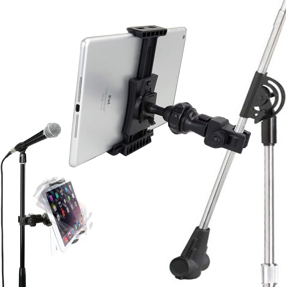Music Boom Mic Microphone Stand Smartphone Mount w/360° Swivel Adjust Holder for all smartphones up to 3.75 inches wide (Zoom Video Compatible)