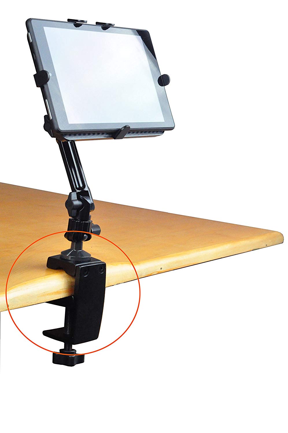 Heavy Duty Aluminum Alloy Pole/Bar Stand Desktop Clamp Tablet Mount