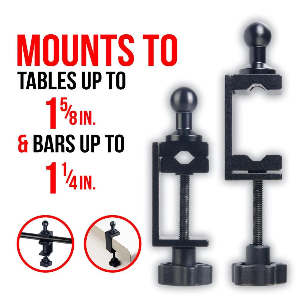 Heavy Duty Aluminum Alloy Pole/Bar Stand Desktop Clamp Tablet Mount