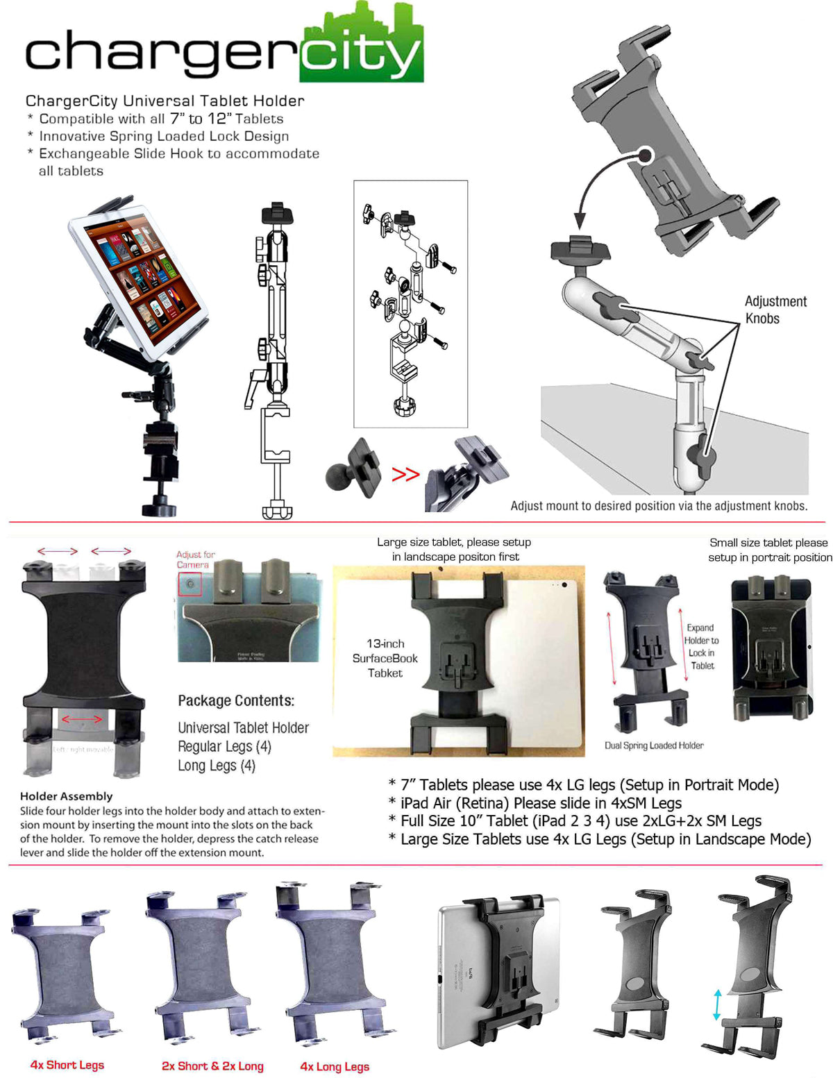 Heavy Duty Aluminum Alloy Pole/Bar Stand Desktop Clamp Tablet Mount