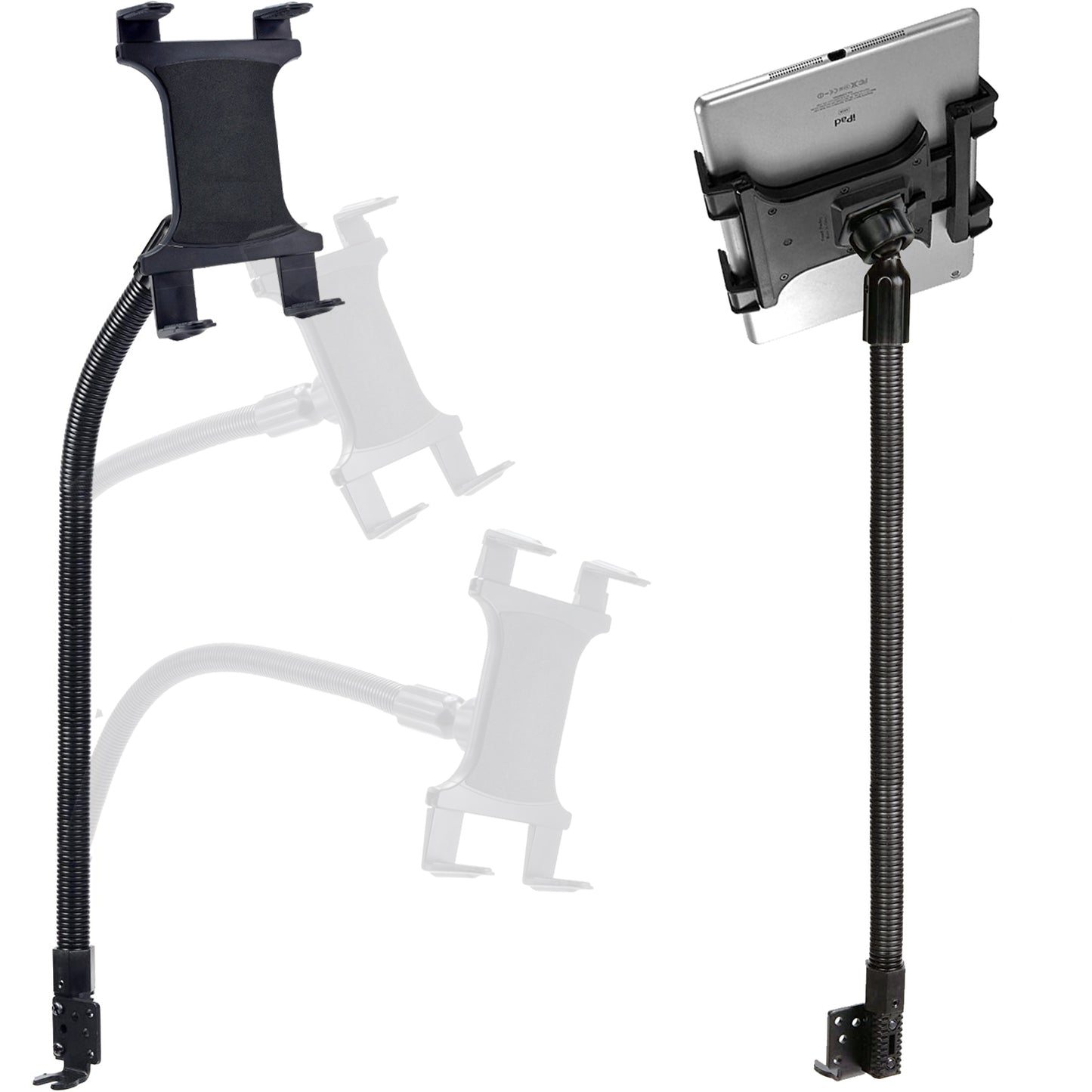 Heavy Duty Flexible 22“ Aluminum gooseneck ELD compliant car truck fleet floor seat bolt Tablet mount