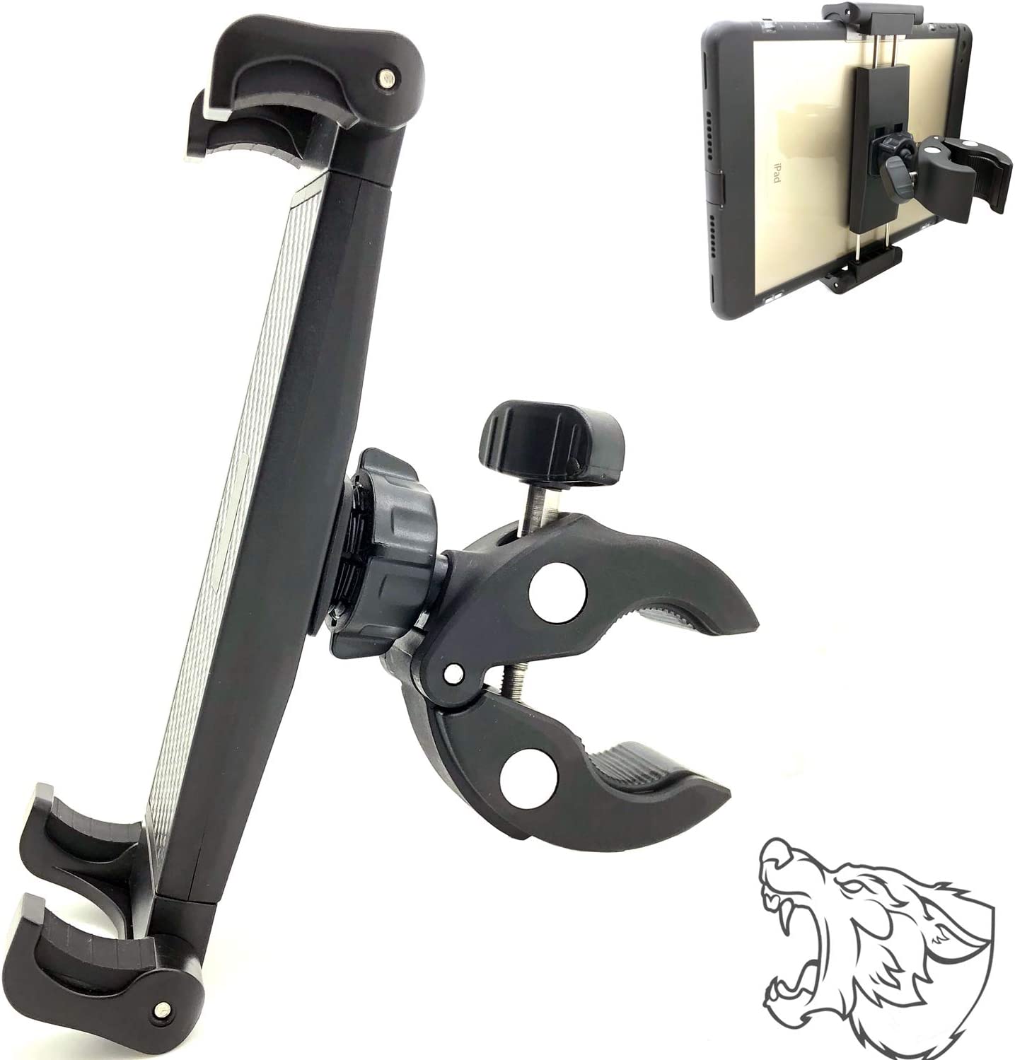 Heavy Duty Clamp Mount w/Universal iPad Pro Tablet Holder for